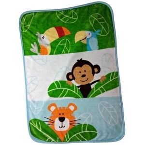 Garanimals Monkey Tiger Bird Baby Blanket Soft Leaves Walmart 30x40 Lovey Jungle